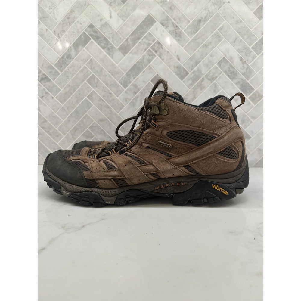 Merrell‎ Moab 2 Mid Waterproof Hiking Boots Men's Size 12 Brown Vibram J0605